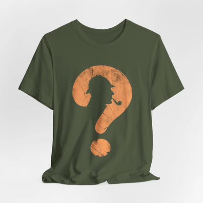 Sherlock - Style T-Shirt – Fragezeichen mit Detektiv - Silhouette | Unisex Retro Shirt - ElmunoT-Shirt