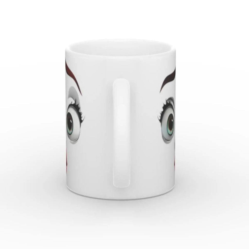Tasse von hinten, mit einem lustigen, erstaunten Gesicht – idealer Gesprächsstarter für das Büro oder Zuhause.