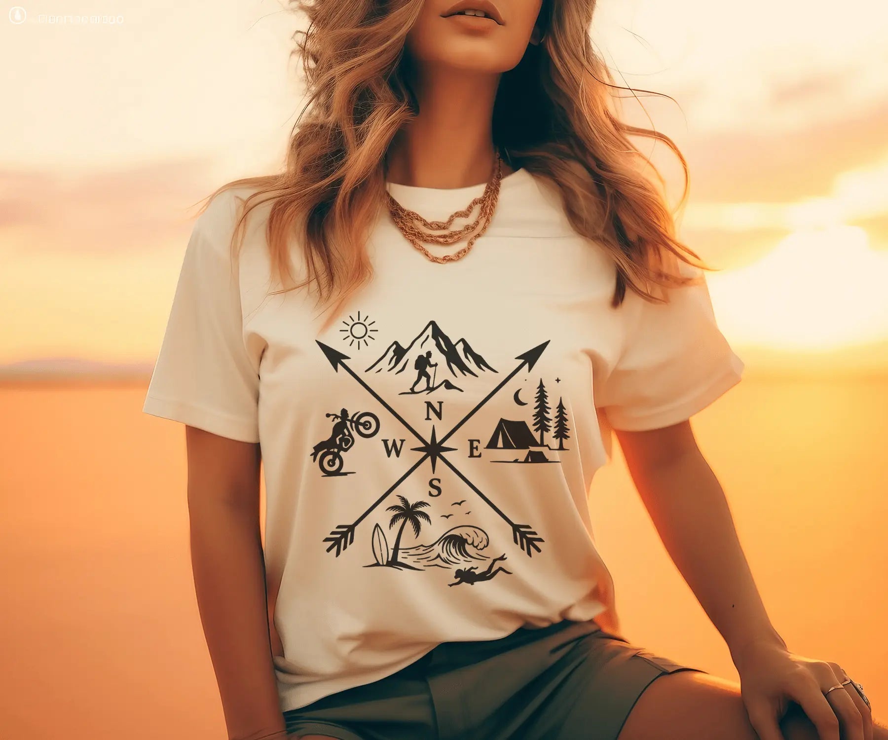 Abenteuer Kompass T-Shirt – Outdoor & Travel Design für Naturfreunde - ElmunoT-Shirt