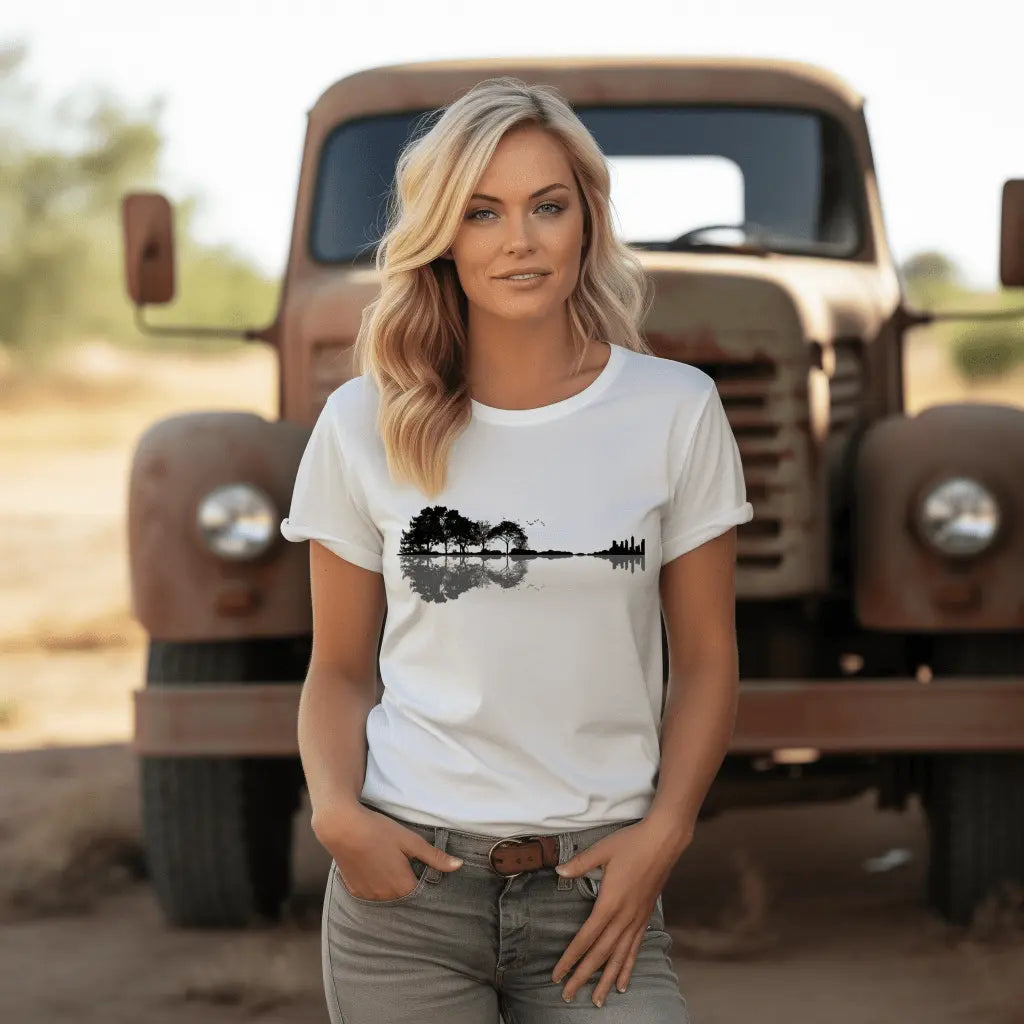 Gitarre trifft Natur – Musik T-Shirt für Männer & Frauen | Wald & Skyline Design - ElmunoT-Shirt