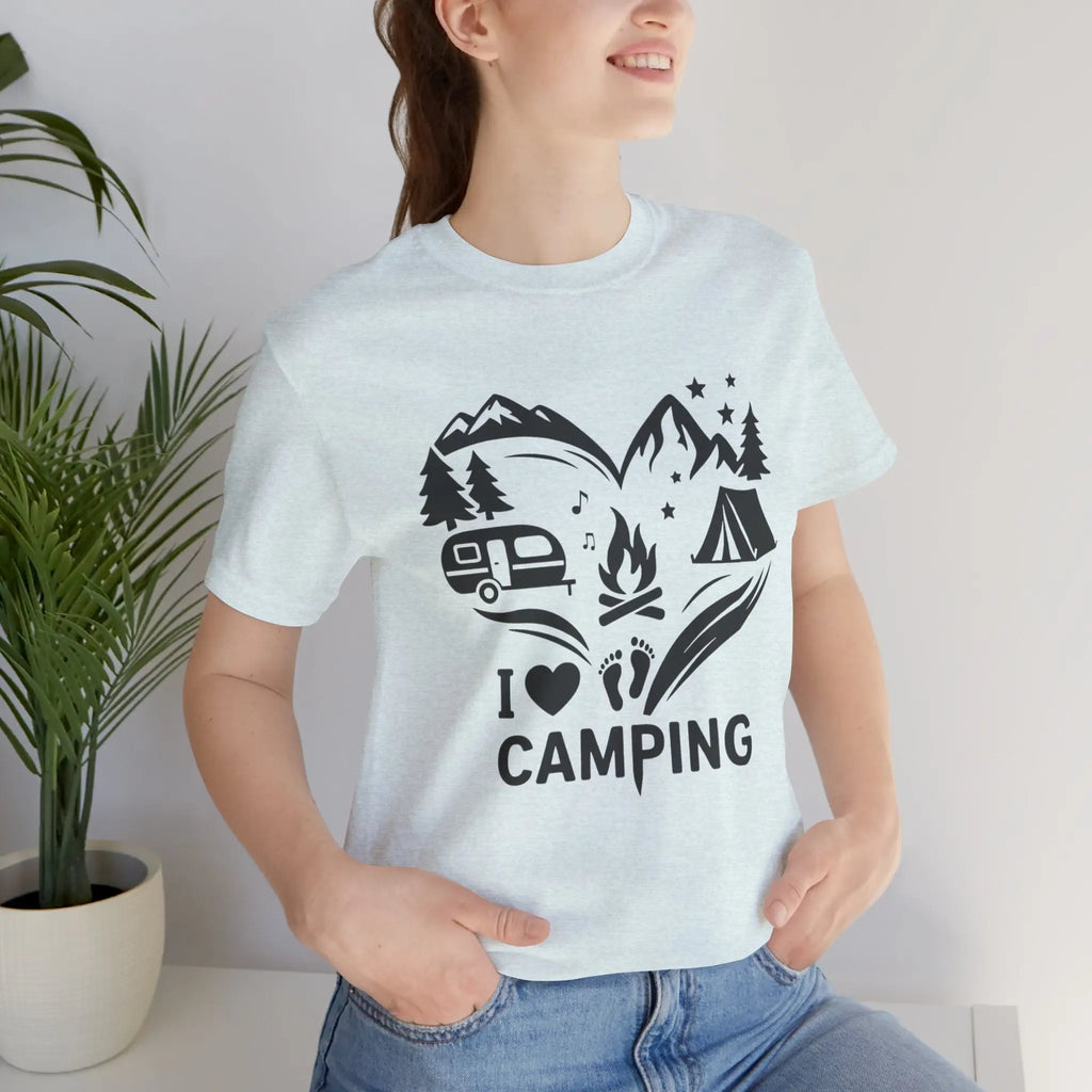 I Love Camping T-Shirt – Unisex Outdoor Shirt mit Lagerfeuer & Natur Motiv - ElmunoT-Shirt
