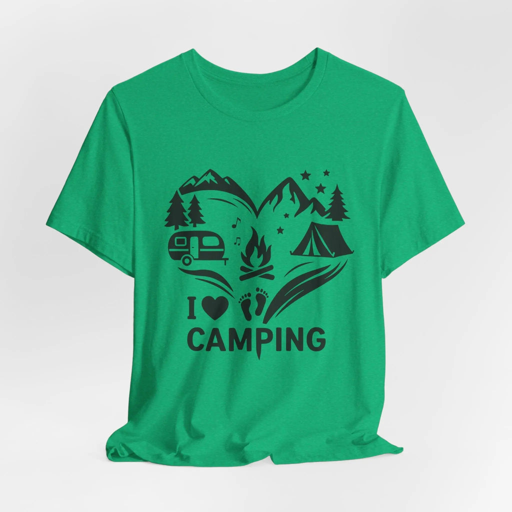 I Love Camping T-Shirt – Unisex Outdoor Shirt mit Lagerfeuer & Natur Motiv - ElmunoT-Shirt