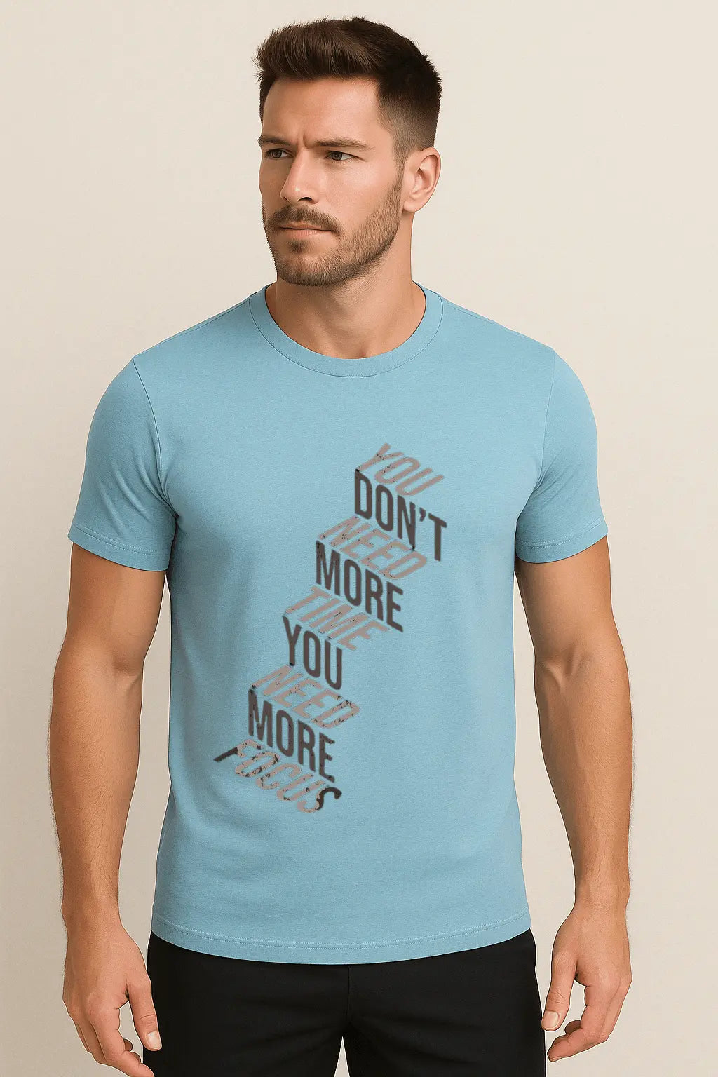 Motivationsshirt Herren & Damen – „You Need More Focus“ – Heather Ice Blue | Bella+Canvas 3001 Unisex Shirt - ElmunoT-Shirt