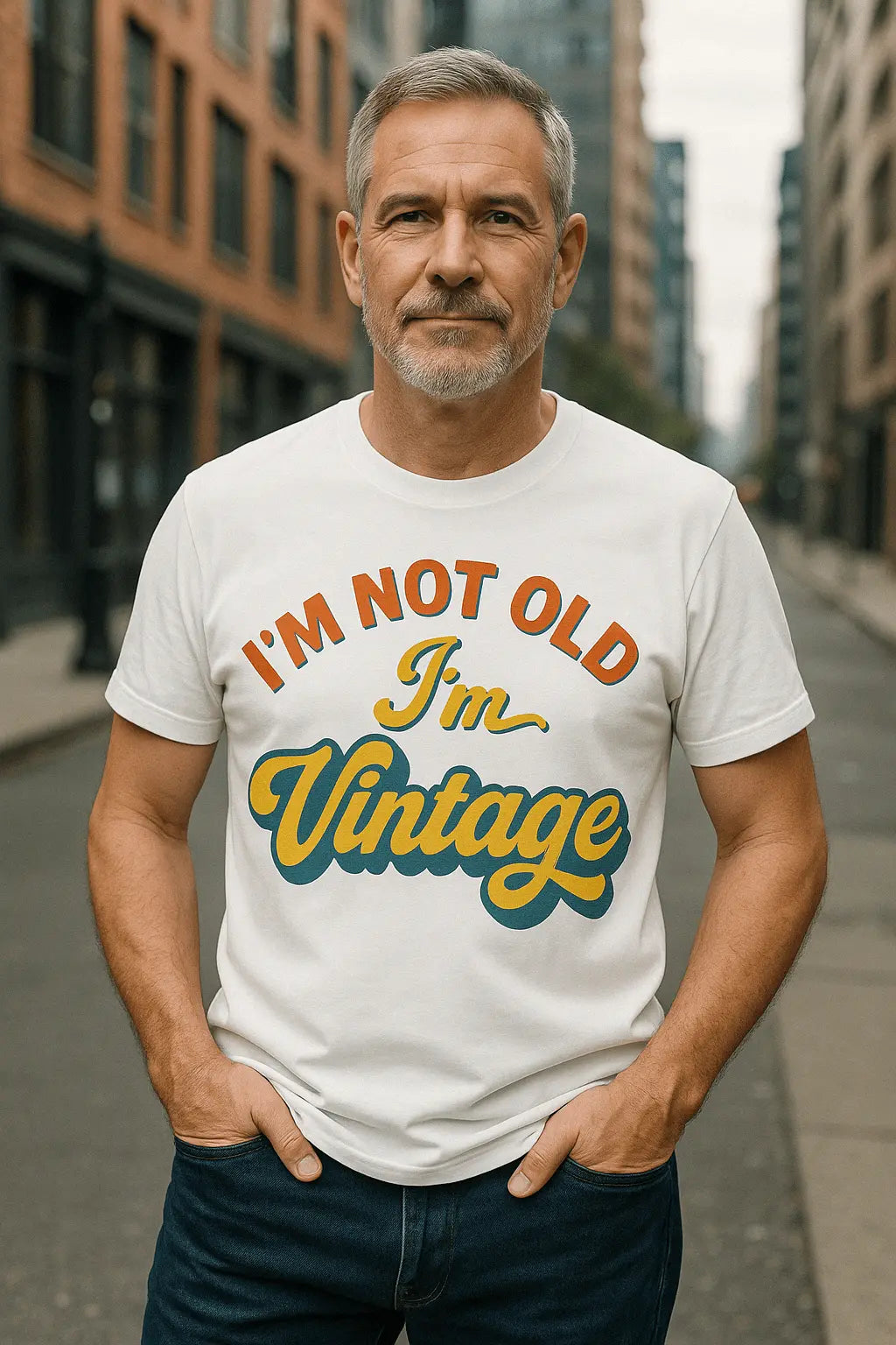 Vintage Statement T-Shirt – "I’m Not Old, I’m Vintage" – Unisex Retro Shirt aus Bio - Baumwolle - ElmunoT-Shirt
