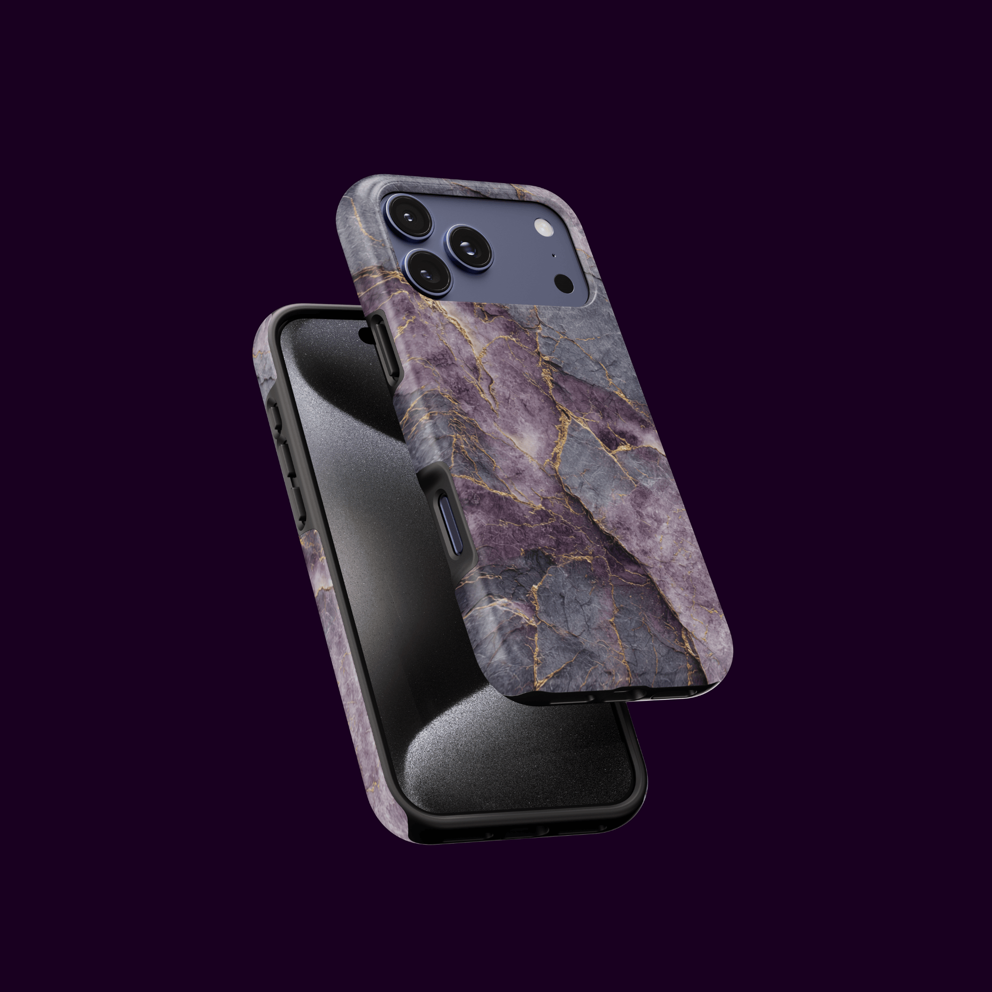 Stoßfeste Handyhülle „Violet Veins“ – Vorder- und Rückseite
