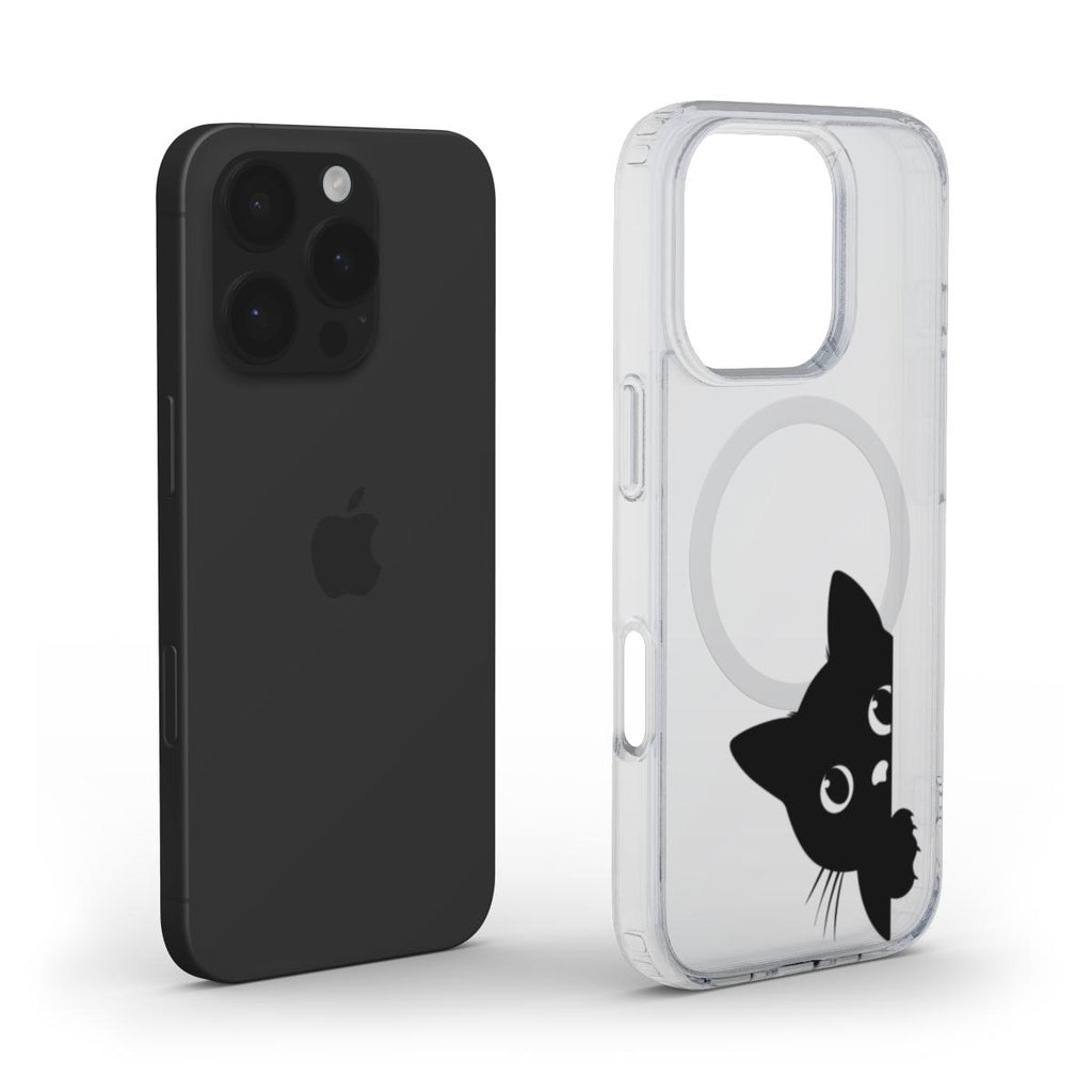 klare magsafe smartphone hülle mit süßem katzenmotiv