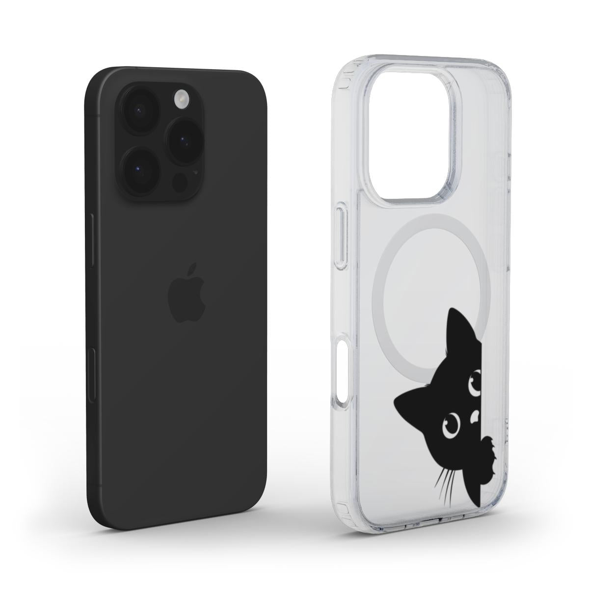 klare magsafe smartphone hülle mit süßem katzenmotiv