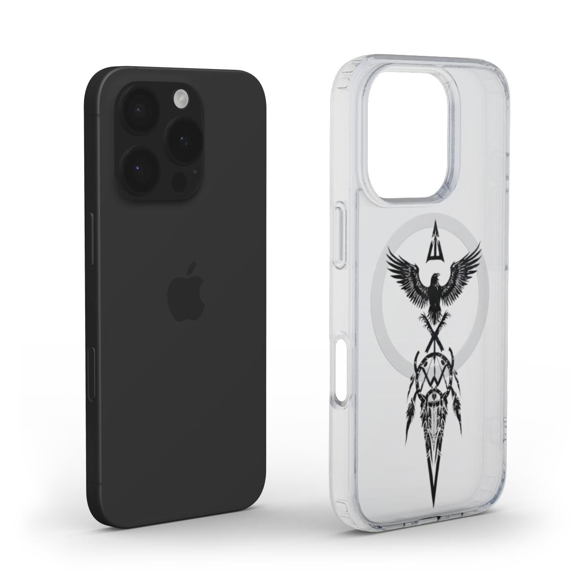 MagSafe Handyhülle Transparent – Tribal Rabe mit Symbolring - ElmunoTech Accessories