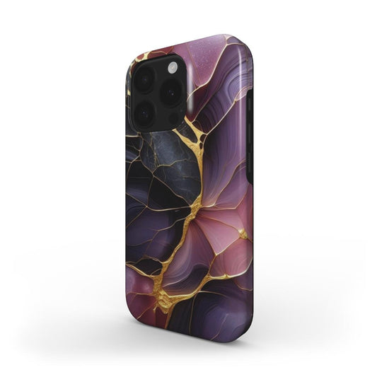 MagSafe Marmor Handyhülle – Violett - Schwarz mit Goldadern - ElmunoTech Accessories
