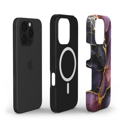 MagSafe Marmor Handyhülle – Violett - Schwarz mit Goldadern - ElmunoTech Accessories