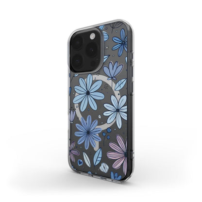 MagSafe Transparente Handyhülle – Blaues Blumenmuster - ElmunoTech Accessories