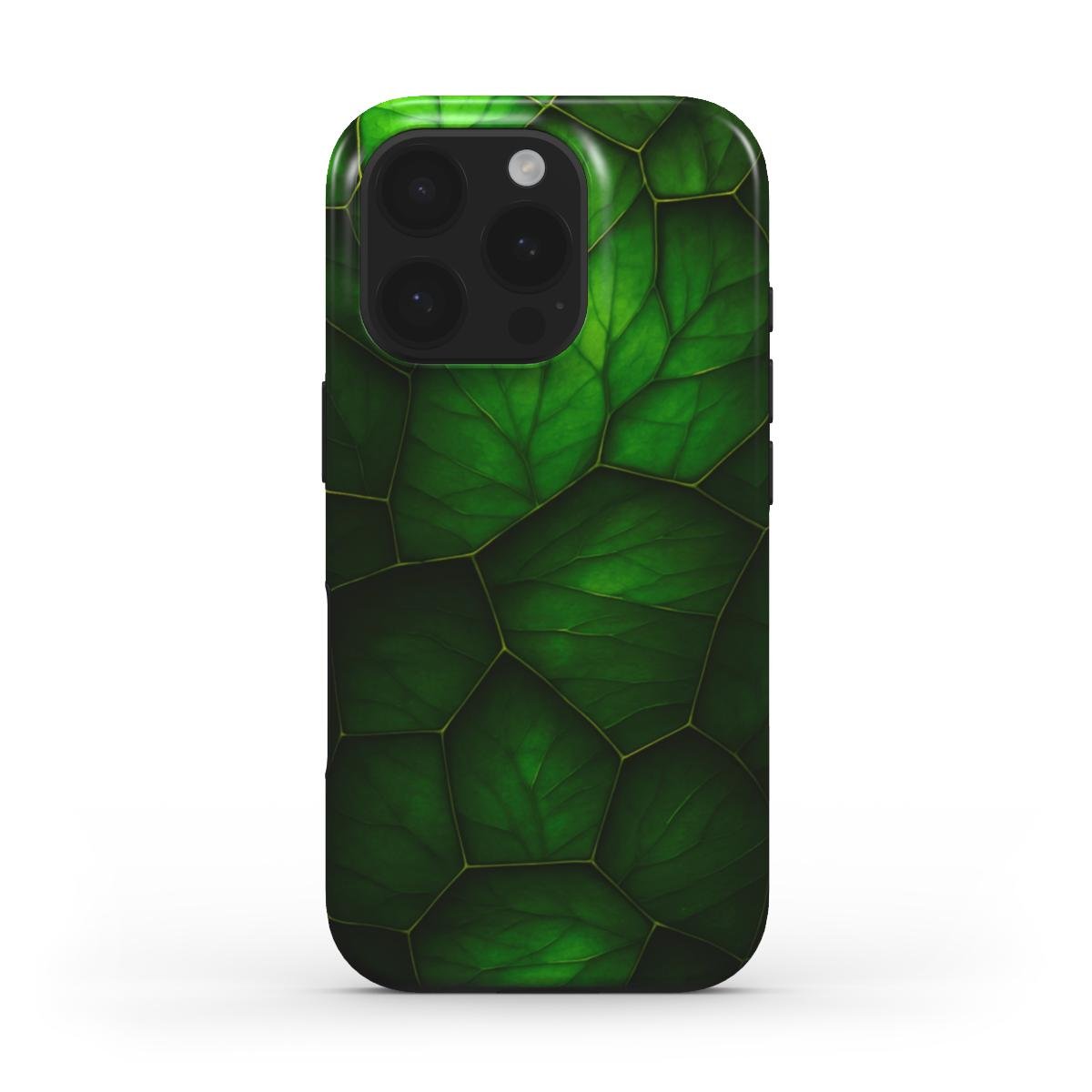 Stoßfeste Handyhülle – Grünes Blattdesign mit natürlicher Struktur - ElmunoTech Accessories