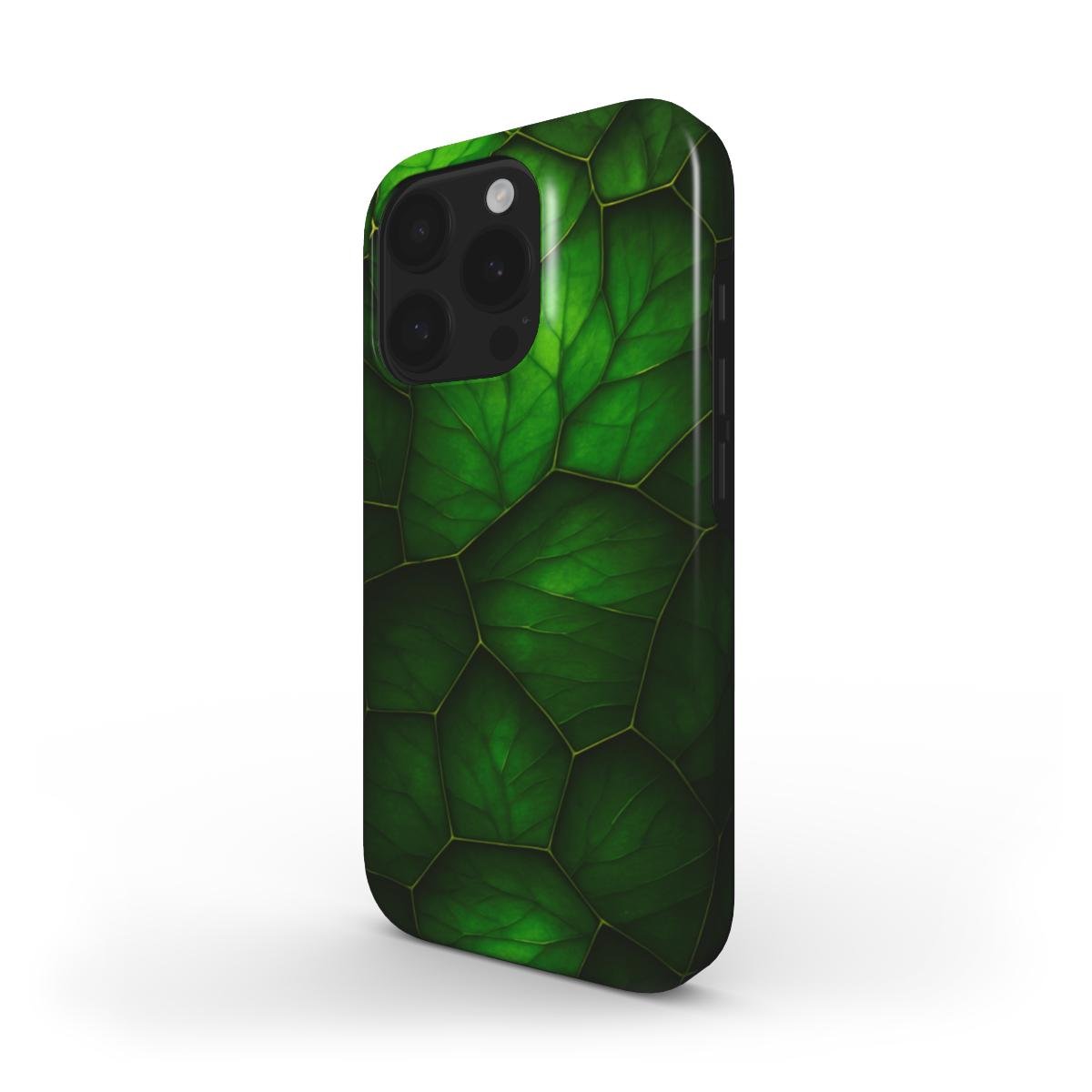 Stoßfeste Handyhülle – Grünes Blattdesign mit natürlicher Struktur - ElmunoTech Accessories