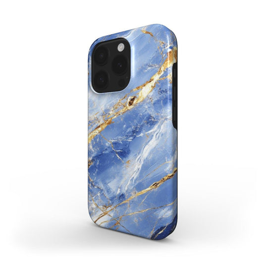 Stoßfeste Marmor Handyhülle – Blau & Gold - ElmunoTech Accessories