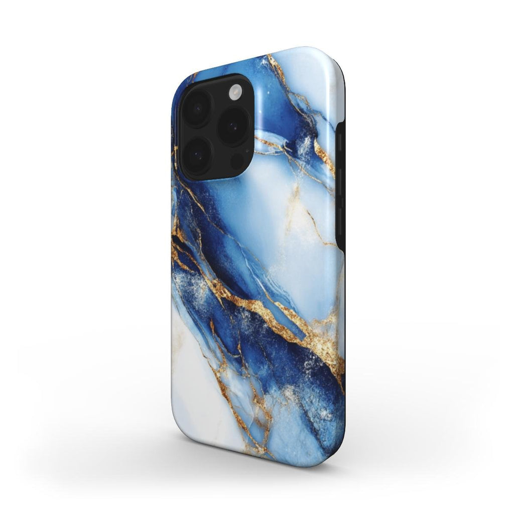 Stoßfeste Marmor Handyhülle – Blau & Gold - ElmunoTech Accessories