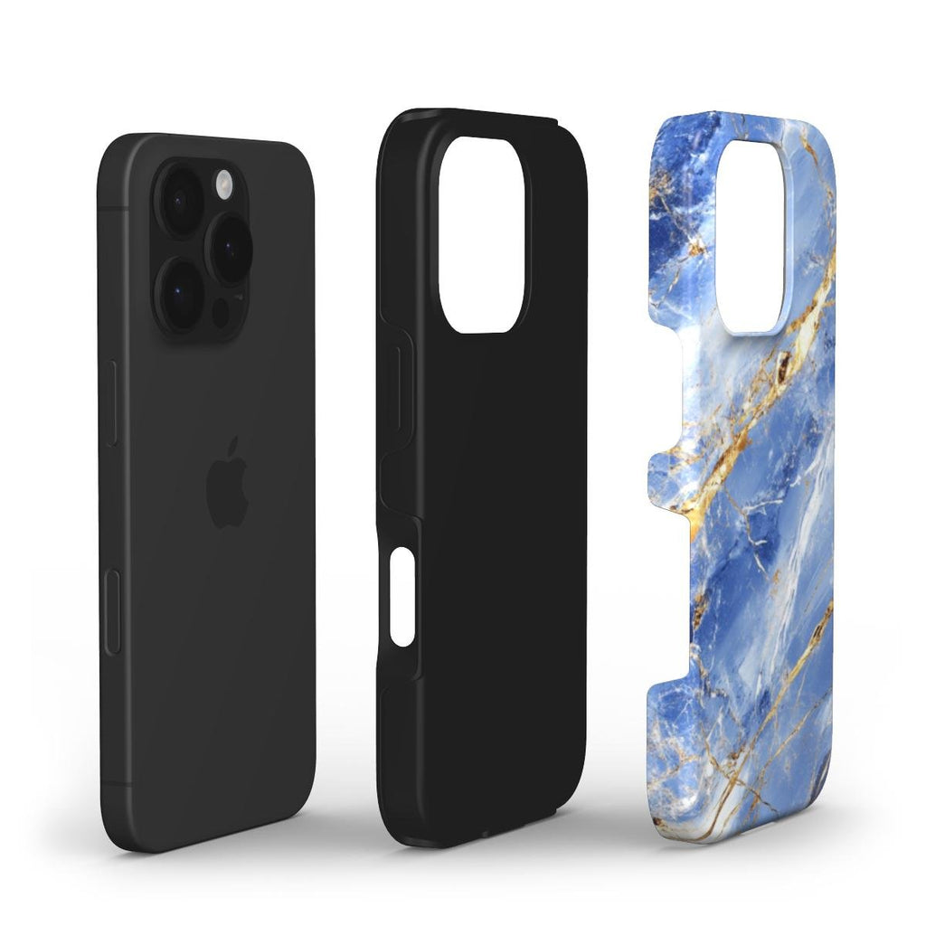 Stoßfeste Marmor Handyhülle – Blau & Gold - ElmunoTech Accessories