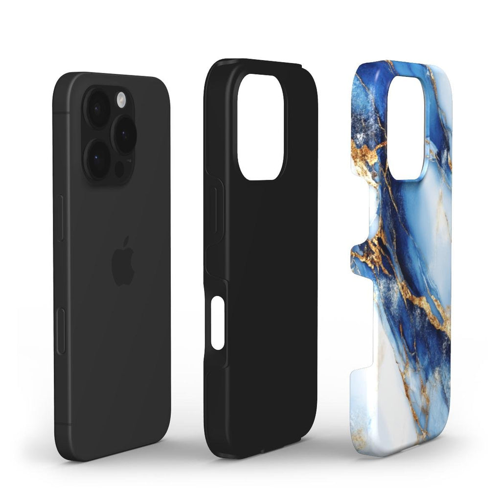 Stoßfeste Marmor Handyhülle – Blau & Gold - ElmunoTech Accessories