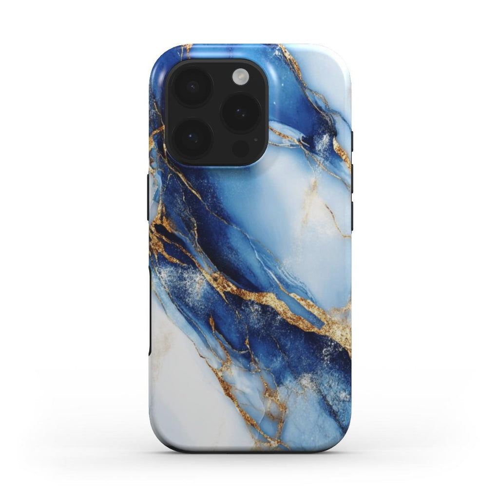 Stoßfeste Marmor Handyhülle – Blau & Gold - ElmunoTech Accessories