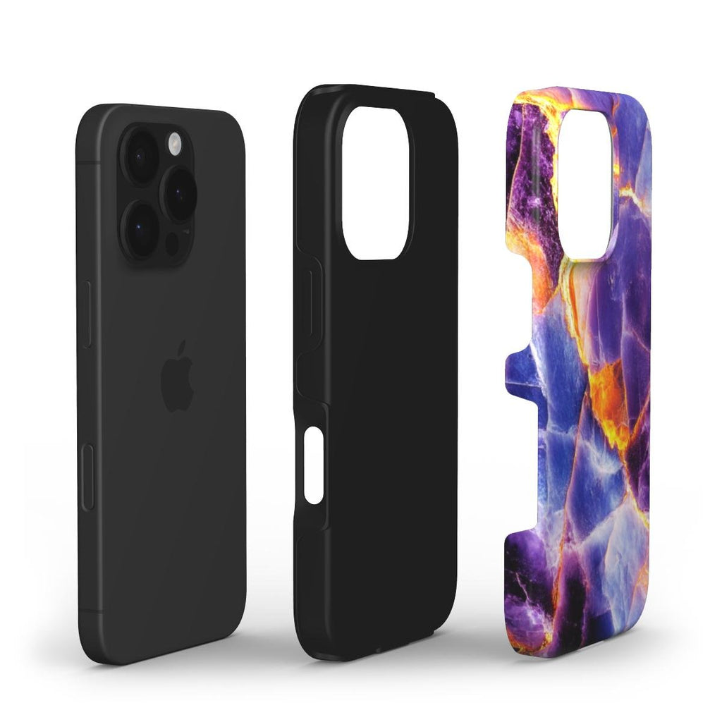 Stoßfeste Marmor Handyhülle – Blau & Violett mit Goldadern - ElmunoTech Accessories