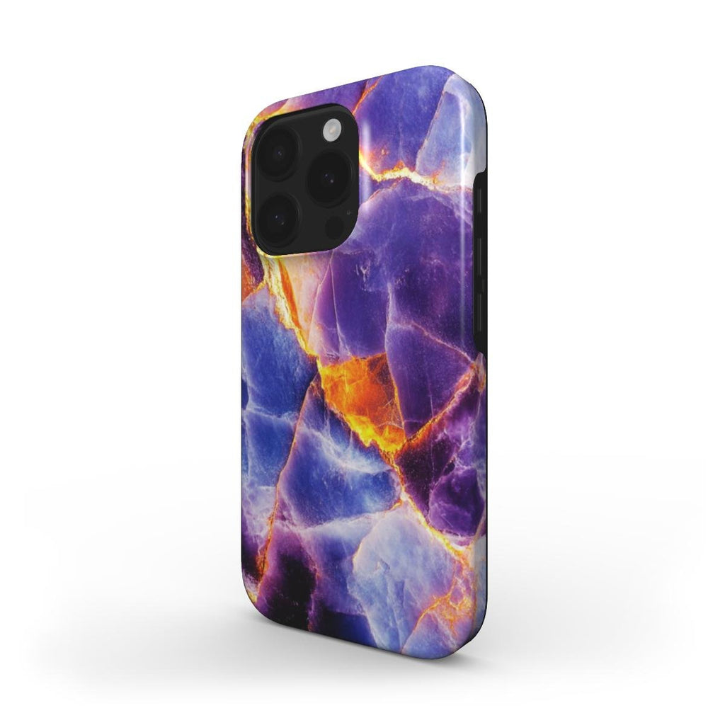 Stoßfeste Marmor Handyhülle – Blau & Violett mit Goldadern - ElmunoTech Accessories