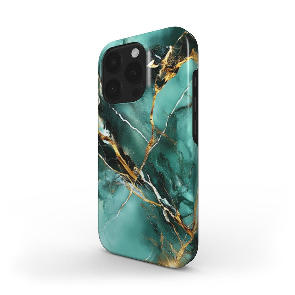 Stoßfeste Marmor Handyhülle – Grün & Gold - ElmunoTech Accessories