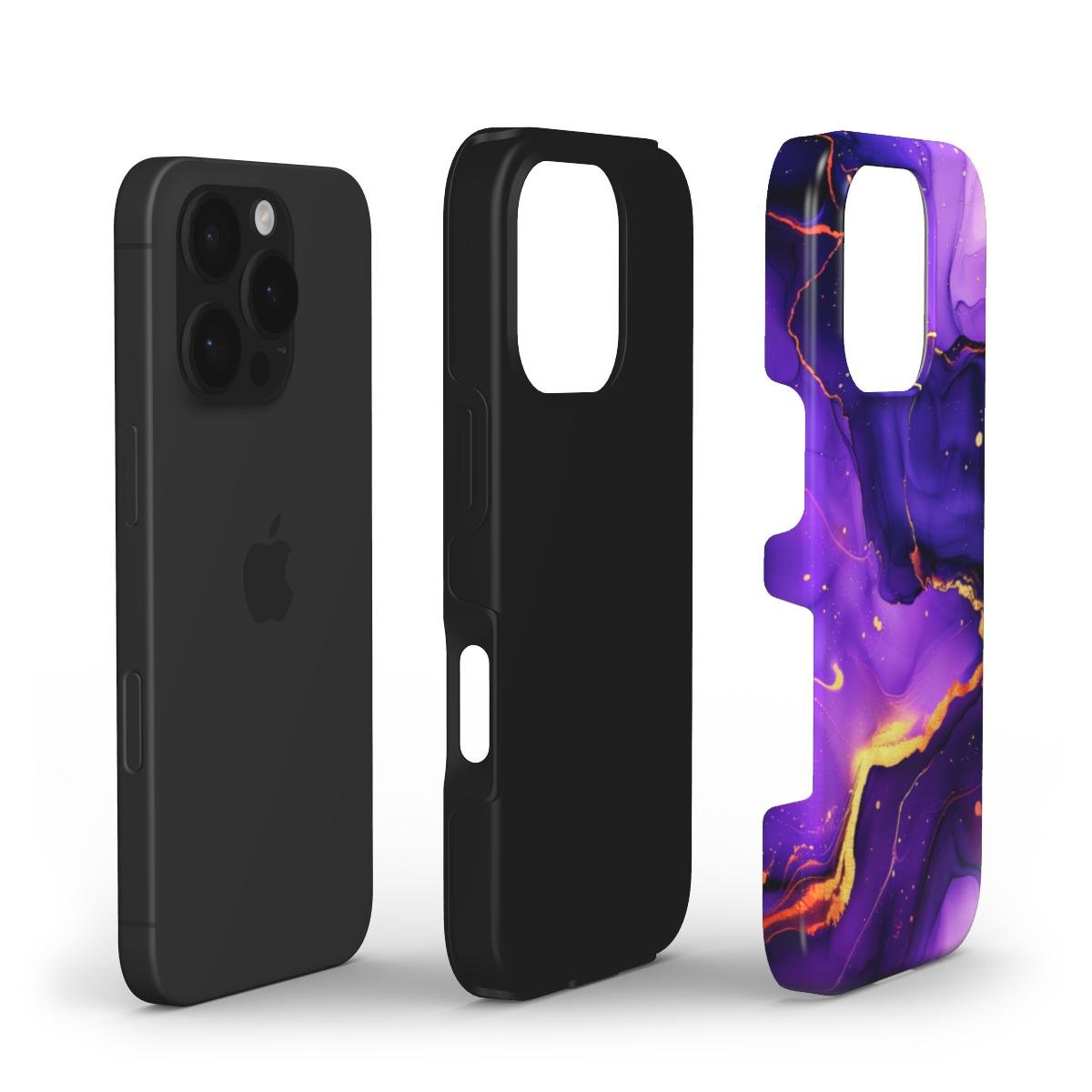 Stoßfeste Marmor Handyhülle – Lila & Gold - ElmunoTech Accessories