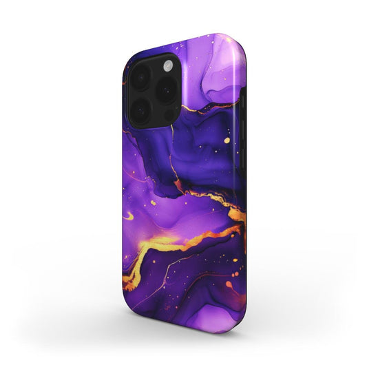 Stoßfeste Marmor Handyhülle – Lila & Gold - ElmunoTech Accessories