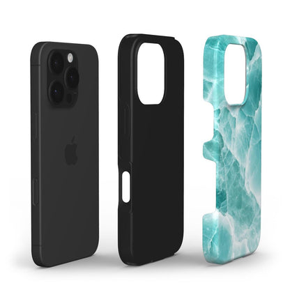 Stoßfeste Marmor Handyhülle – Türkis & Weiß in Kristalloptik - ElmunoTech Accessories