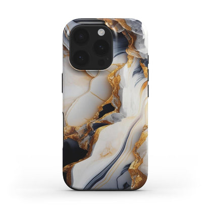 Stoßfeste Marmor Handyhülle – Weiß & Gold - ElmunoTech Accessories
