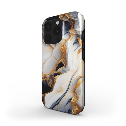 Stoßfeste Marmor Handyhülle – Weiß & Gold - ElmunoTech Accessories