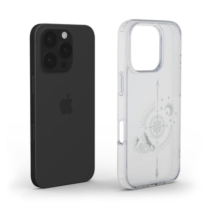 Transparente Handyhülle – Kompass & Berg Design - ElmunoTech Accessories