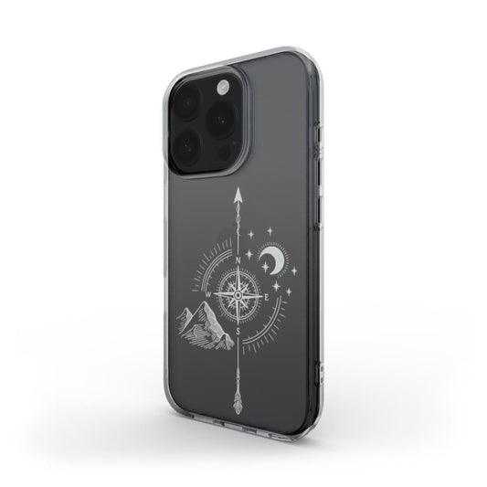 Transparente Handyhülle – Kompass & Berg Design - ElmunoTech Accessories