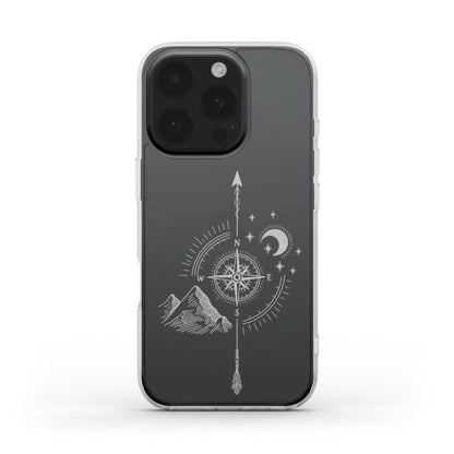 Transparente Handyhülle – Kompass & Berg Design - ElmunoTech Accessories