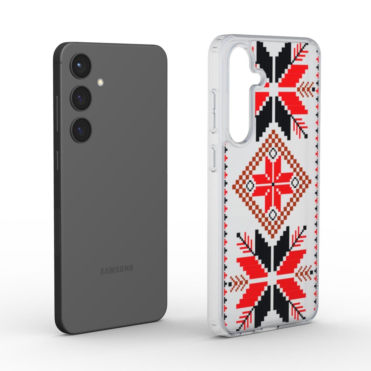 klare tpu handyhülle mit folkloristischem design explosionsansicht