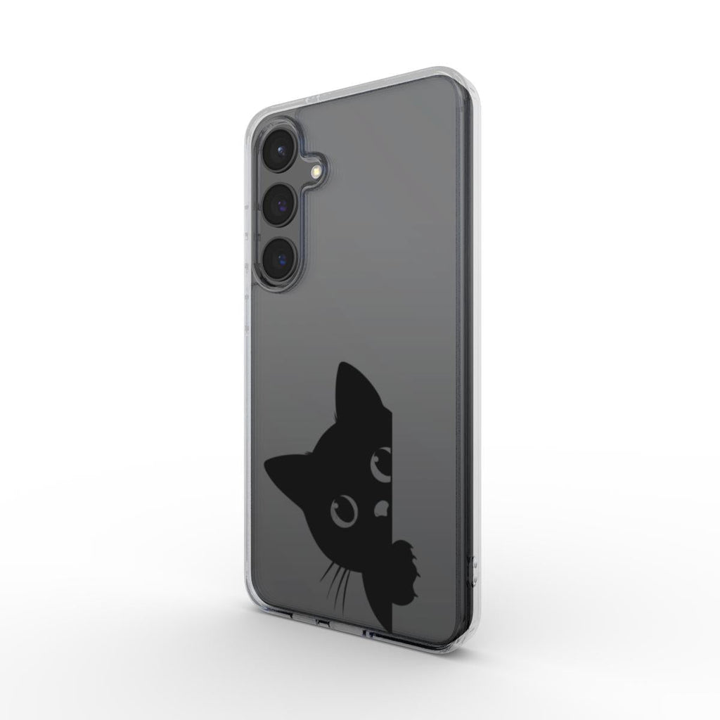 transparente handyhülle mit süßem katzenmotiv rückseite