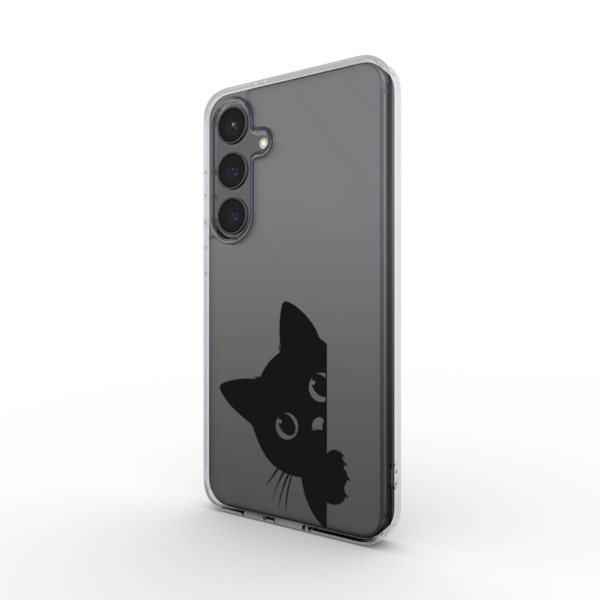 transparente handyhülle mit süßem katzenmotiv rückseite