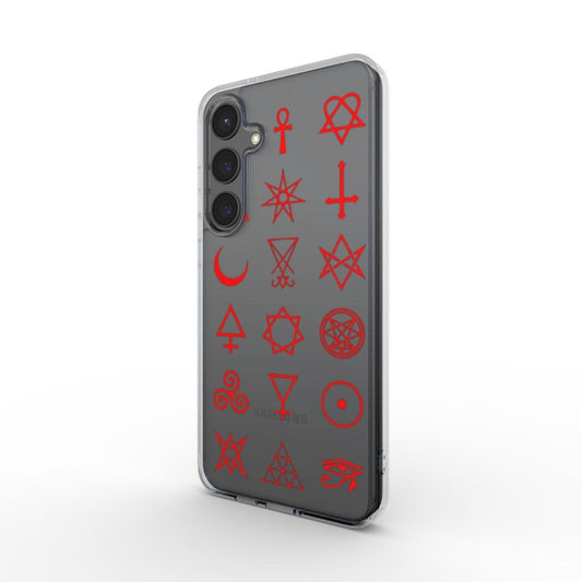 Transparente TPU Handyhülle mit roten Symbolen – iPhone & Samsung - ElmunoTech Accessories